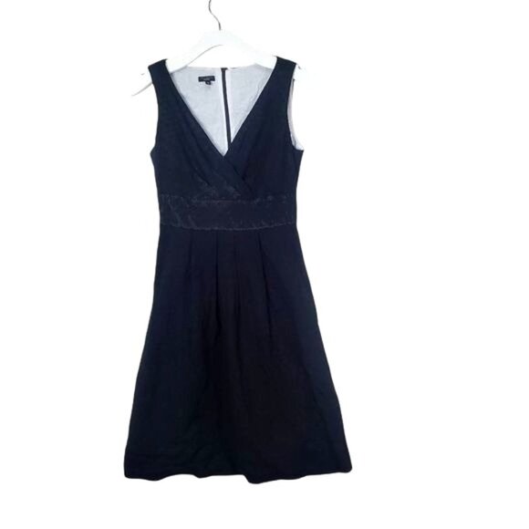 TALBOTS Womens Dress SZ 6 Embroidered Lined Sleeveless Faux Wrap Sheath Academia - Picture 7 of 12